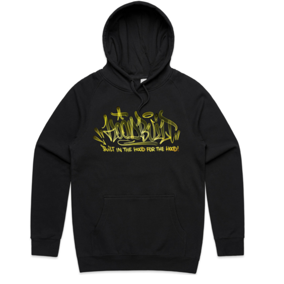 Adults Yellow Font Faded Hoodies