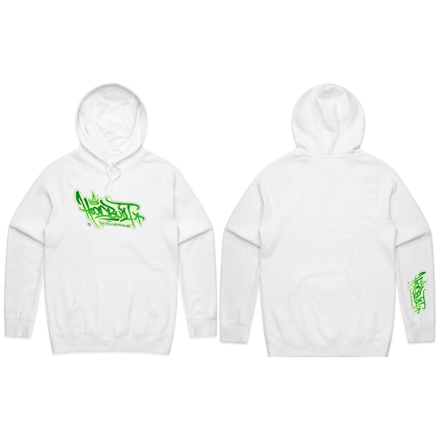 Adults white EVOLUTION hoodies.