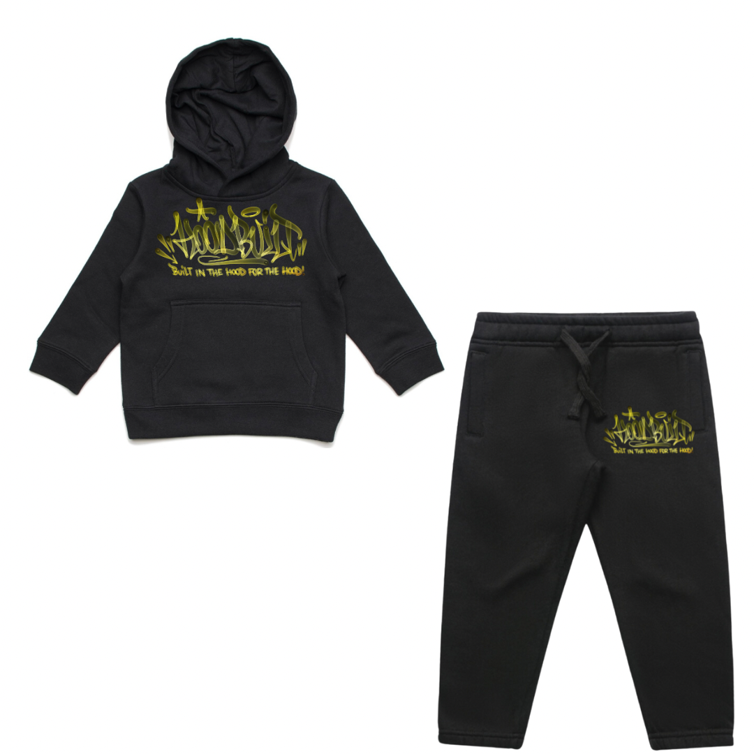 Faded Kids Black Hooded Tracksuit