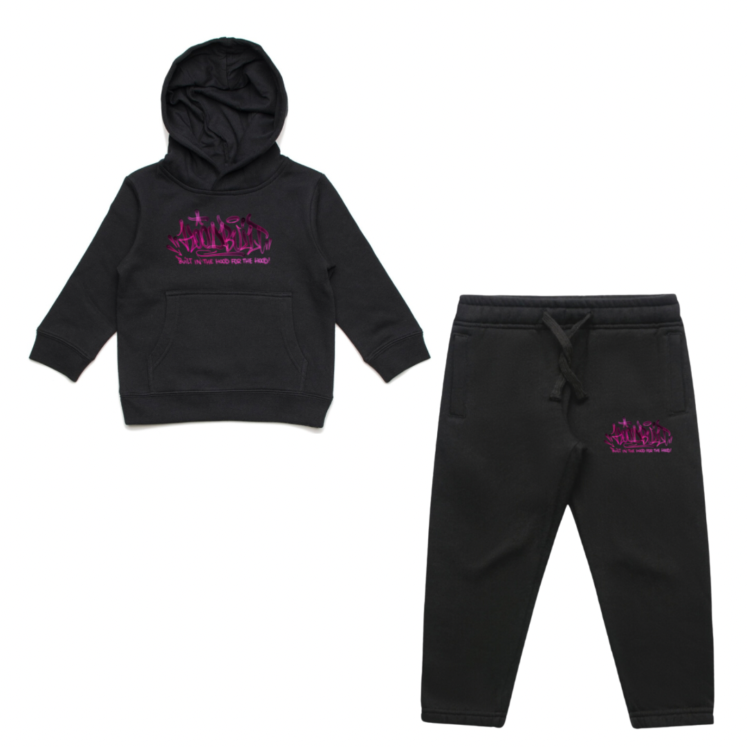 Faded Kids Black Hooded Tracksuit