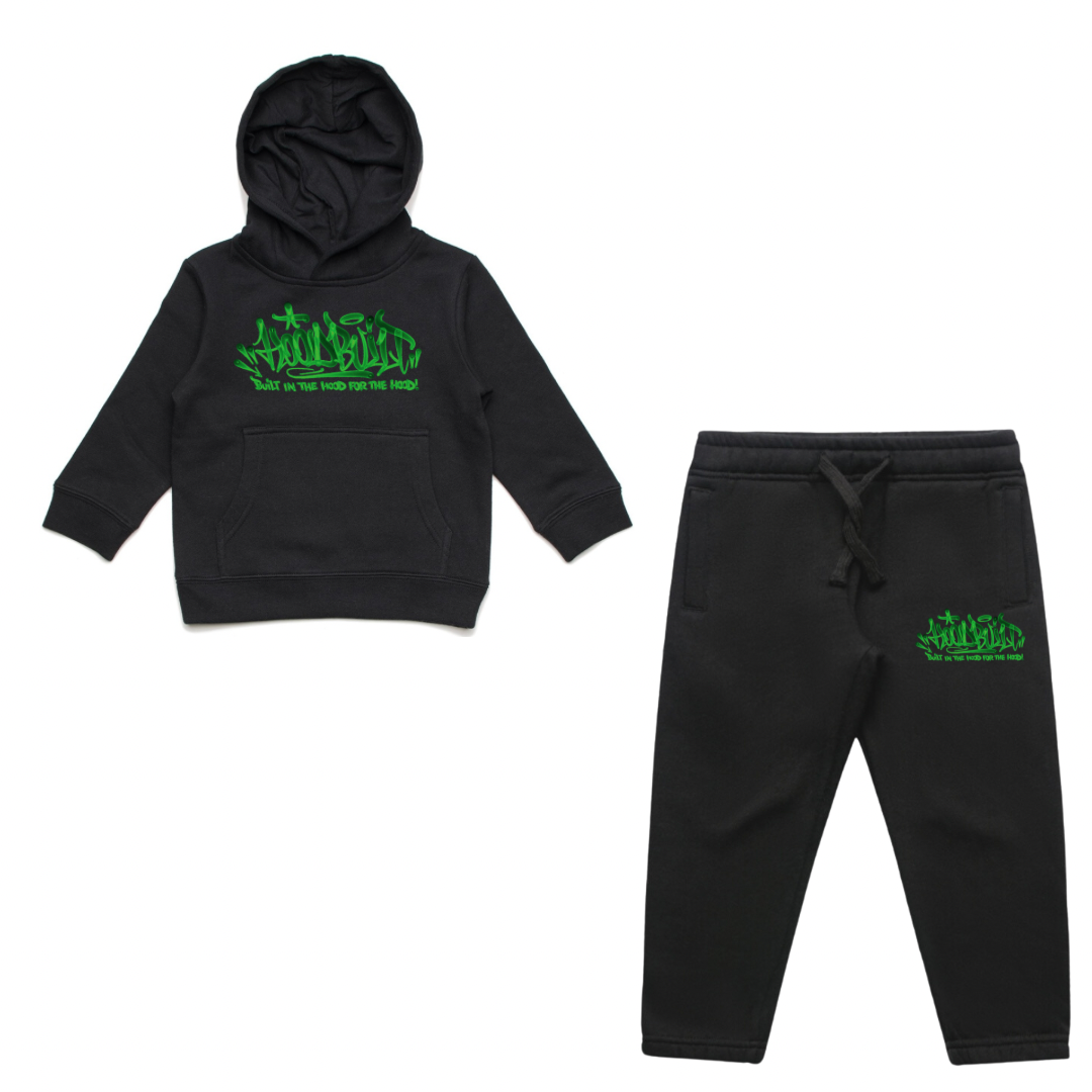 Faded Kids Black Hooded Tracksuit