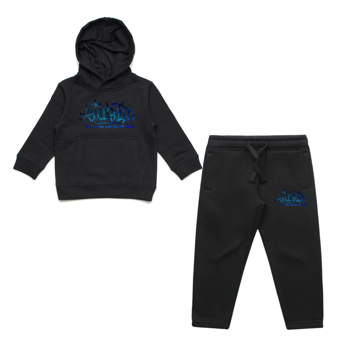 Faded Kids Black Hooded Tracksuit