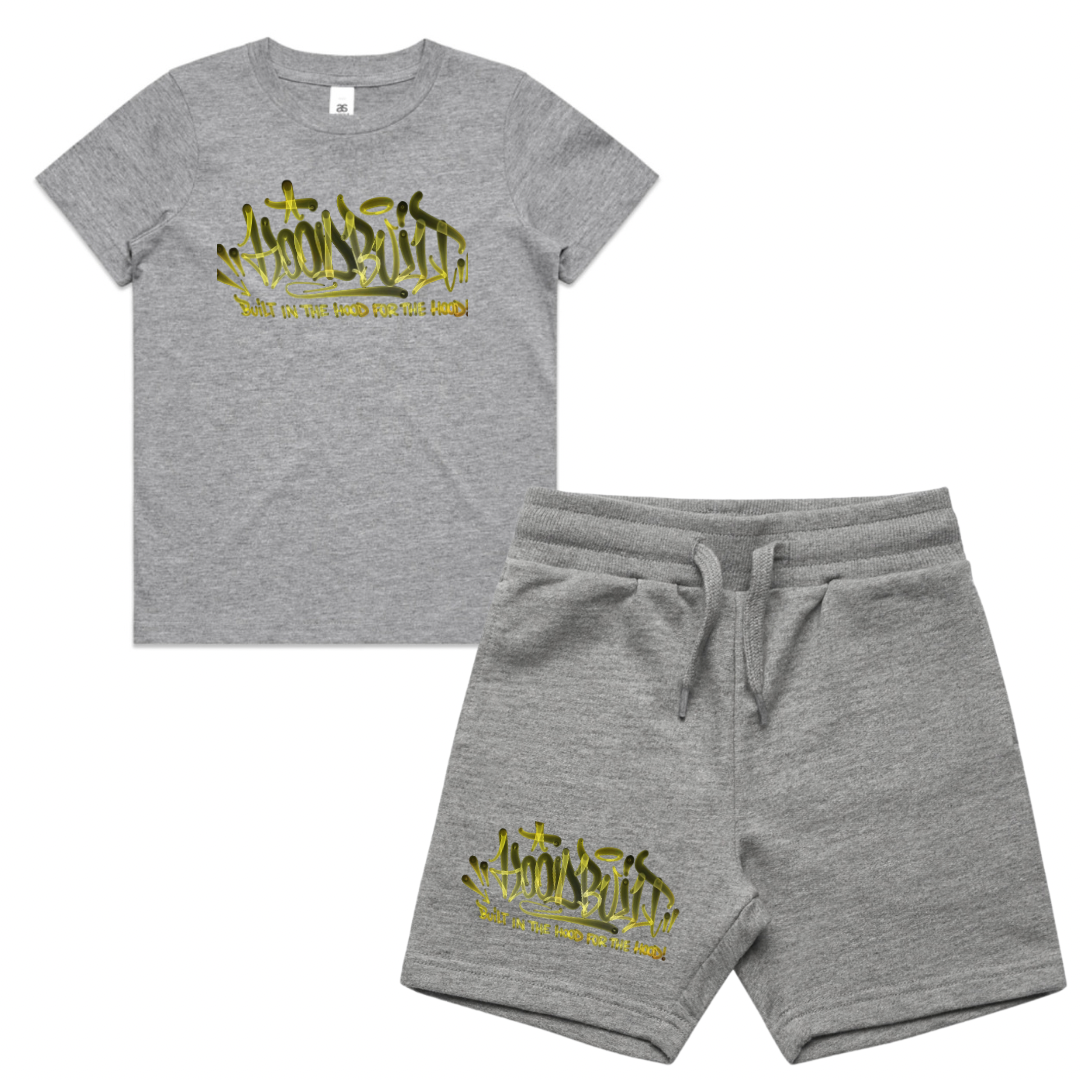 Faded Kids Grey T-Shirt & Shorts Tracksuit