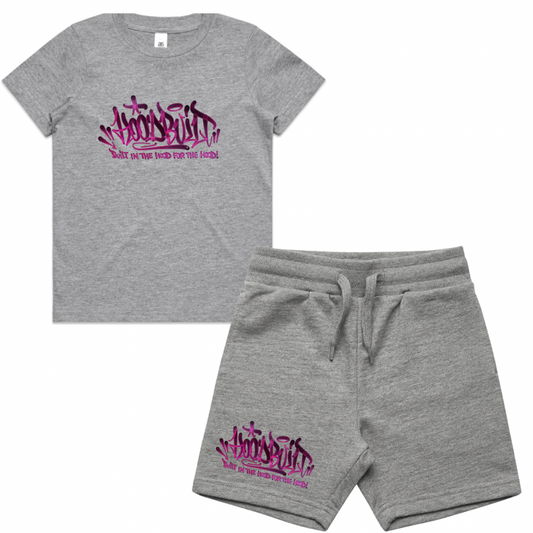 Faded Kids Grey T-Shirt & Shorts Tracksuit