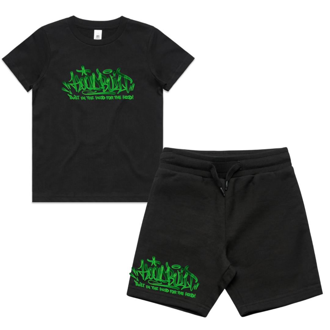 Faded Kids Black T-Shirt & Shorts Tracksuit