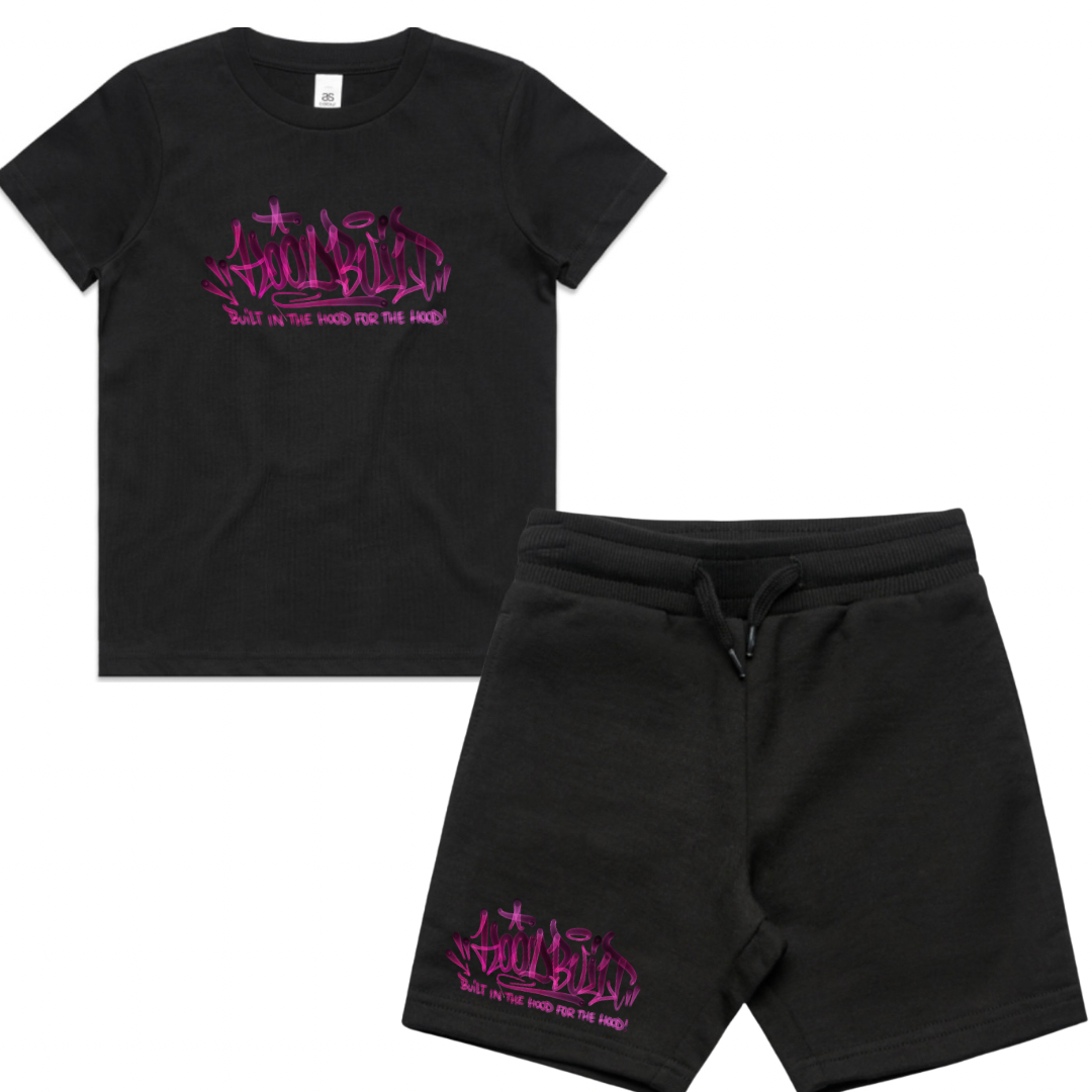 Faded Kids Black T-Shirt & Shorts Tracksuit