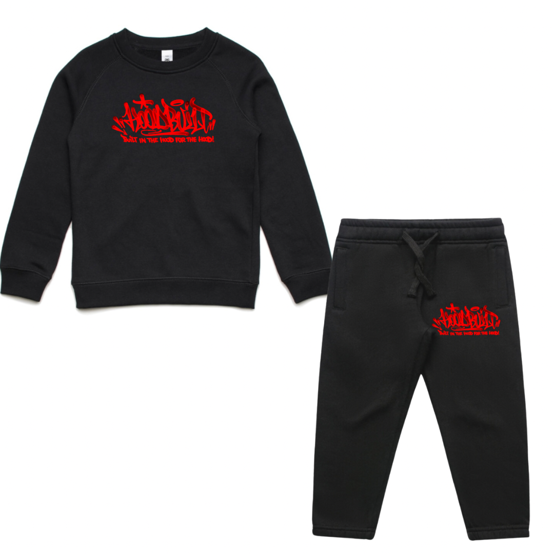 Faded Kids Black Crewneck Tracksuit