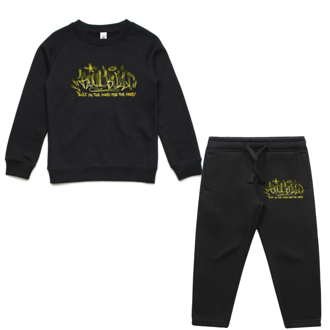 Faded Kids Black Crewneck Tracksuit