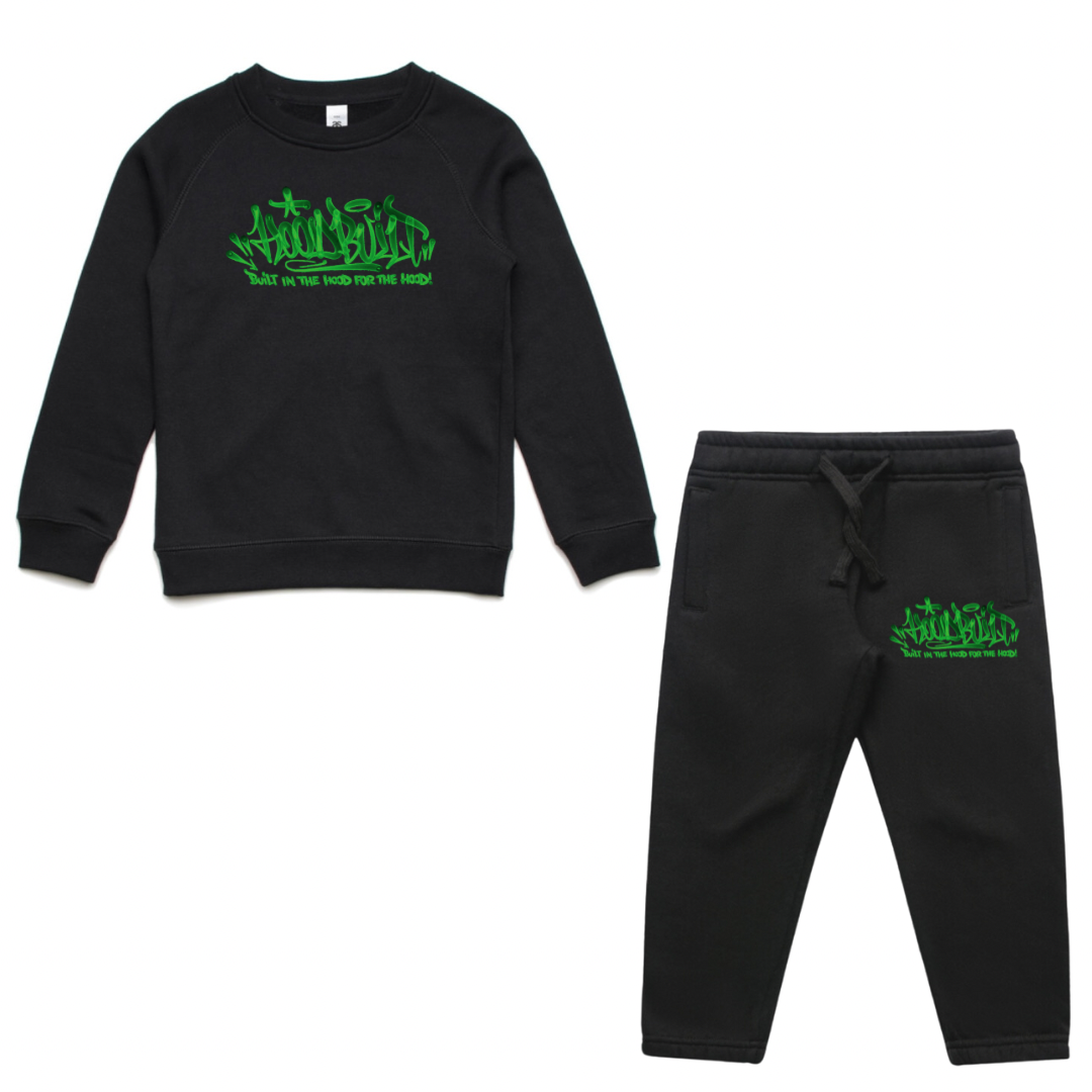 Faded Kids Black Crewneck Tracksuit