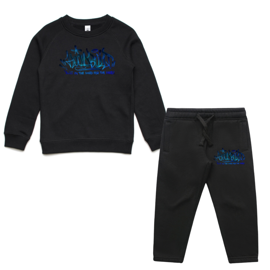 Faded Kids Black Crewneck Tracksuit