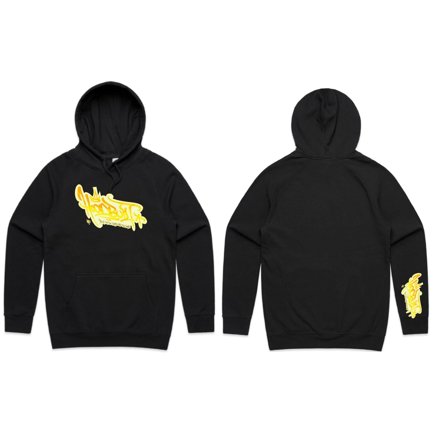 Adults black EVOLUTION hoodies.