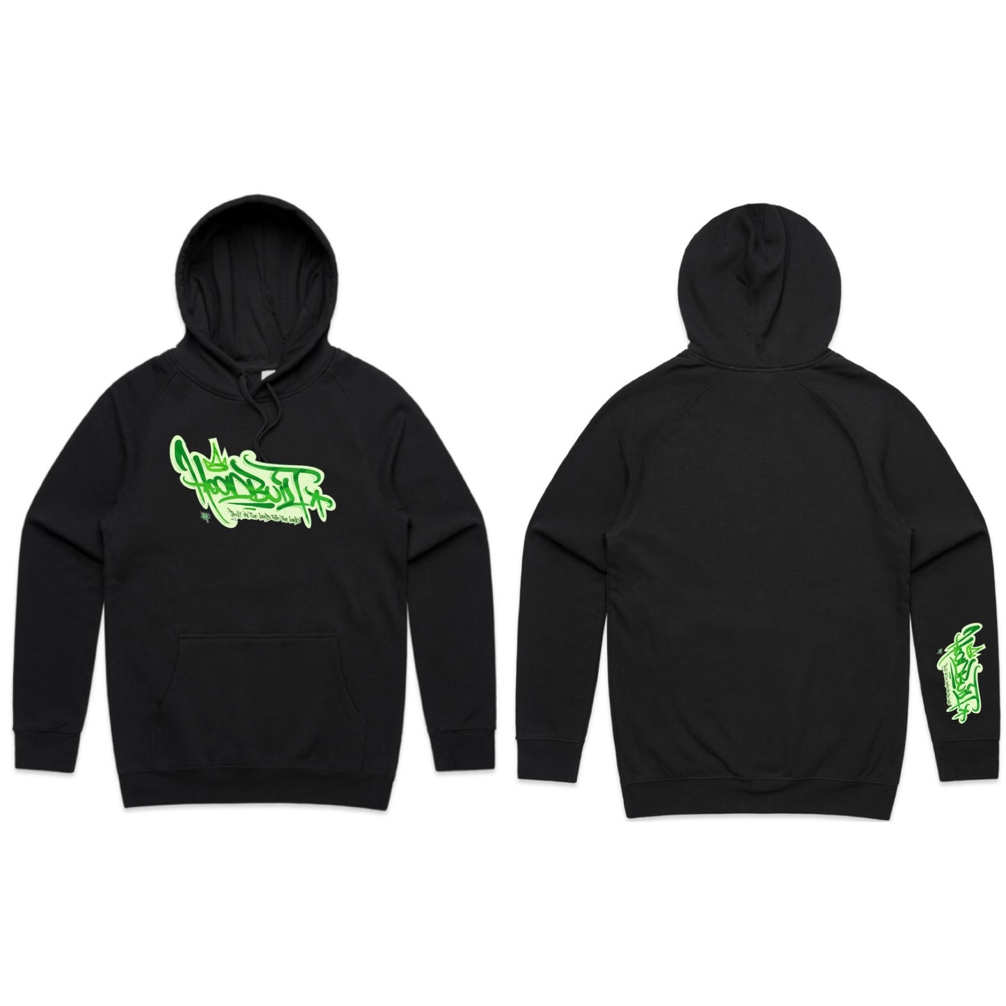 Adults black EVOLUTION hoodies.