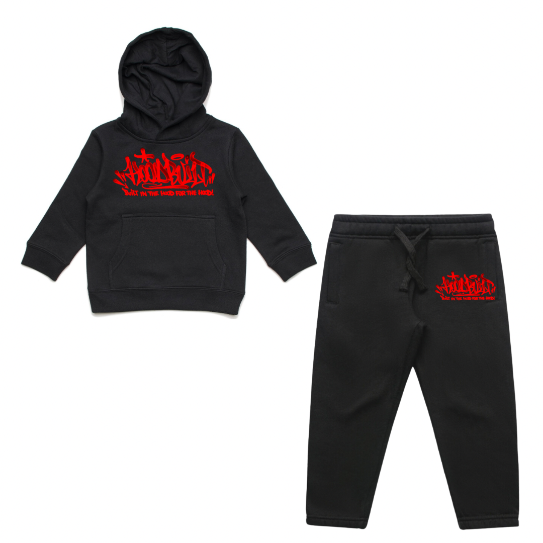 Faded Kids Black Hooded Tracksuit