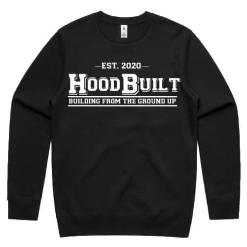 Black Crew Jumper White Font 