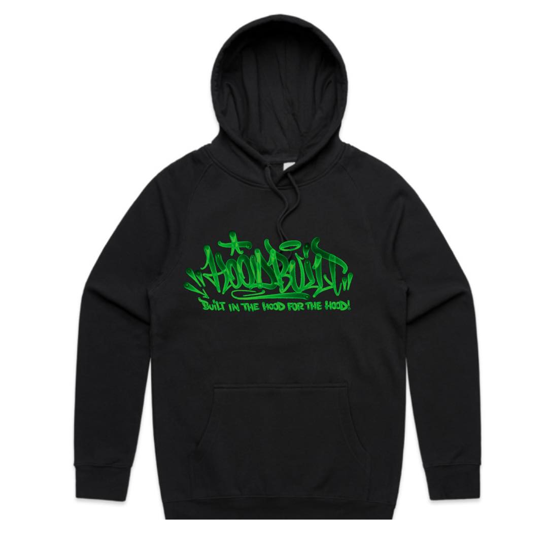 Adults Green Font Faded Hoodies